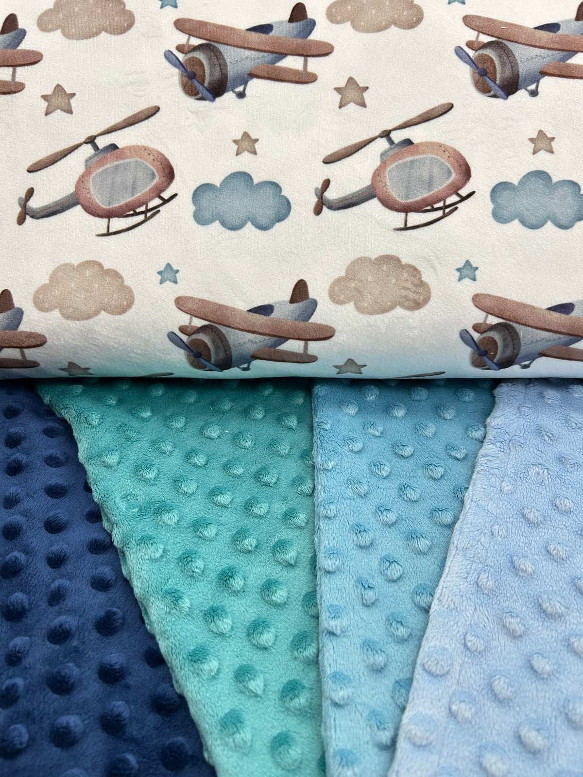 Sky High Helicopters and Planes - Minky Fabric