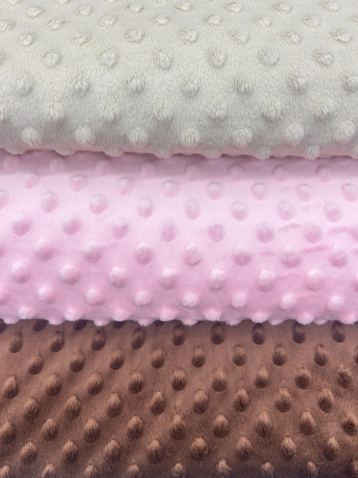 Premium Minky Dot Fabric - Baby Pink