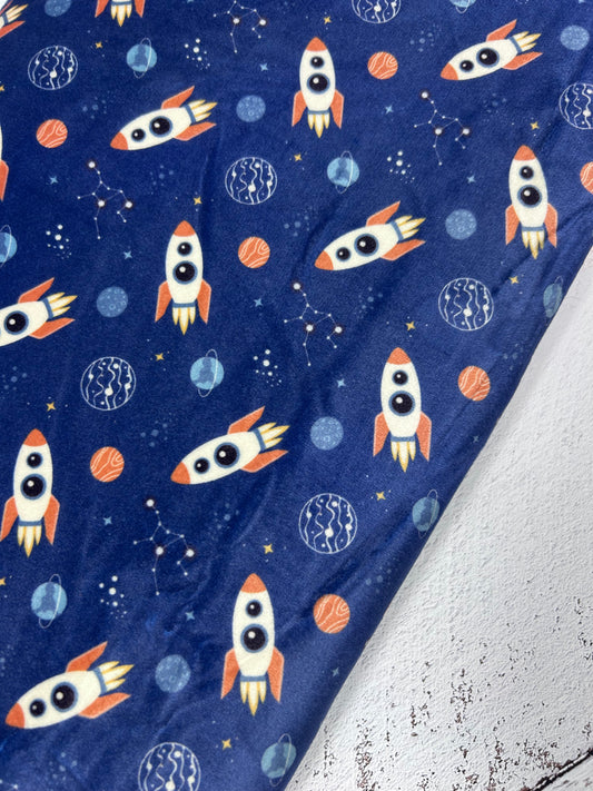Rockets in Space - Minky Fabric