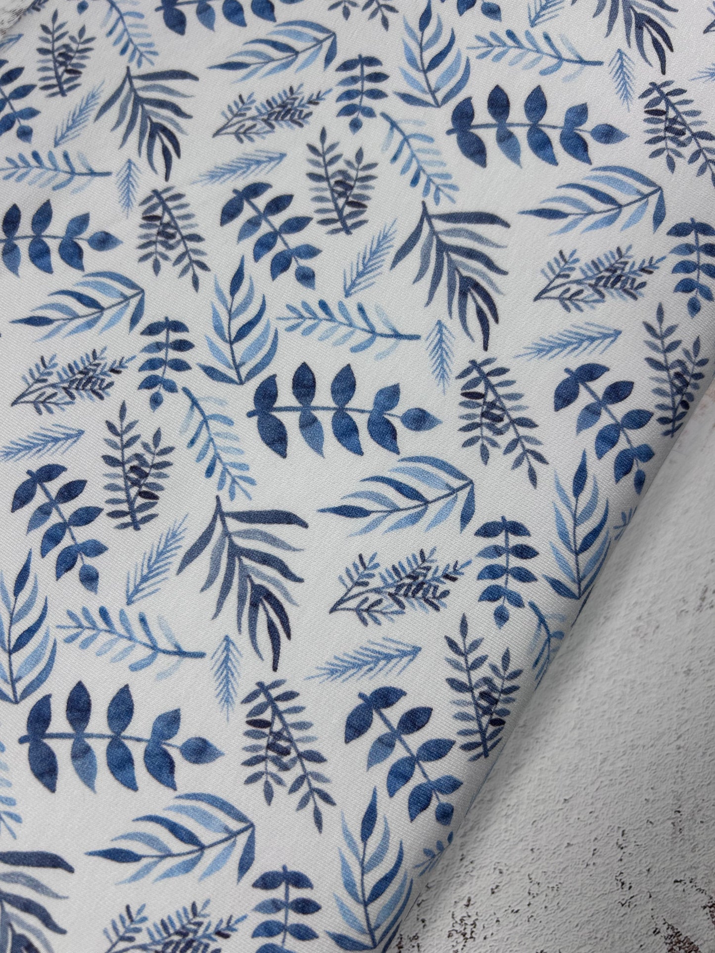 Blue Leaf - French Terry Fabric