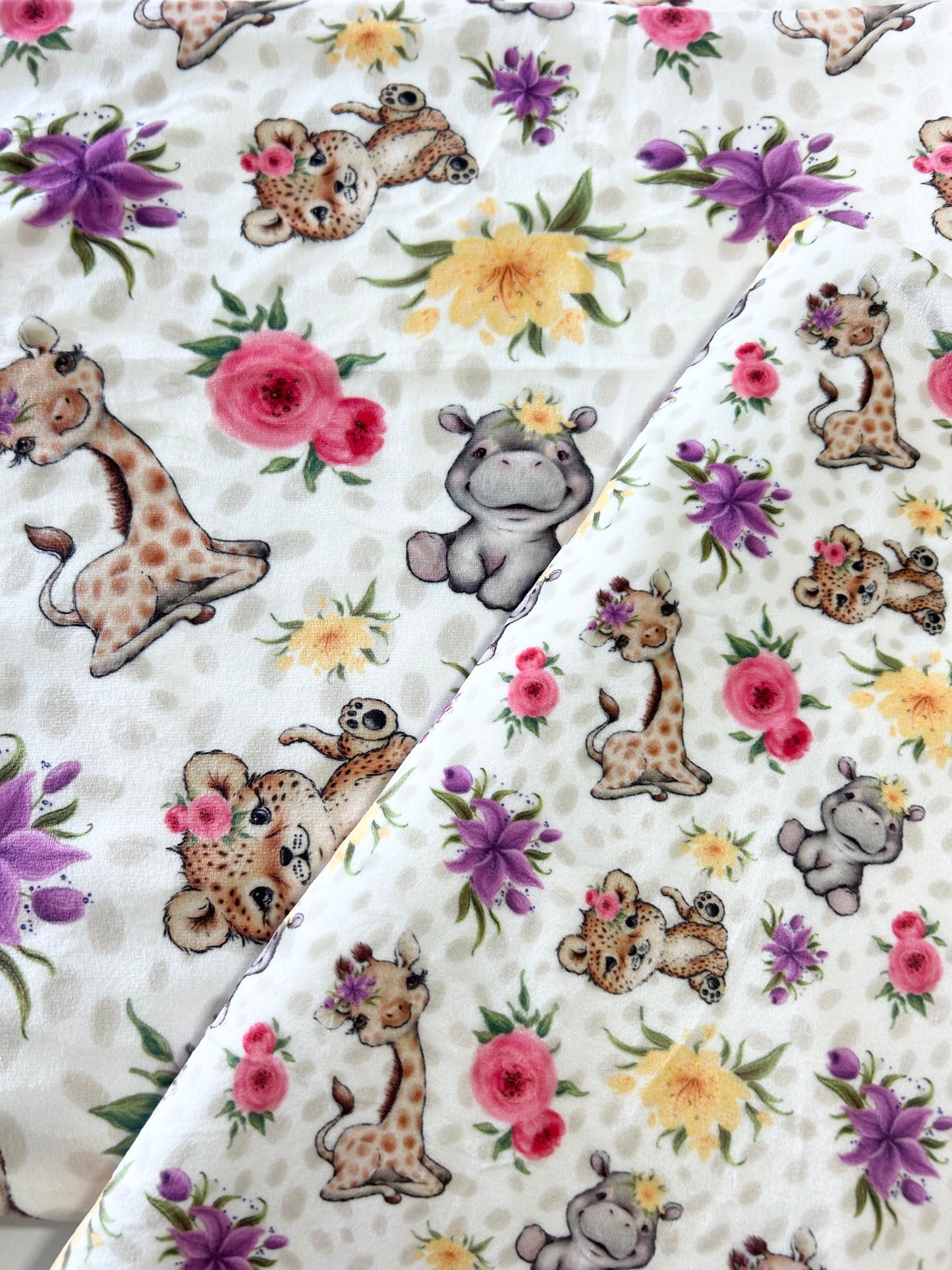 Baby African Animals Tropical - Minky Fabric