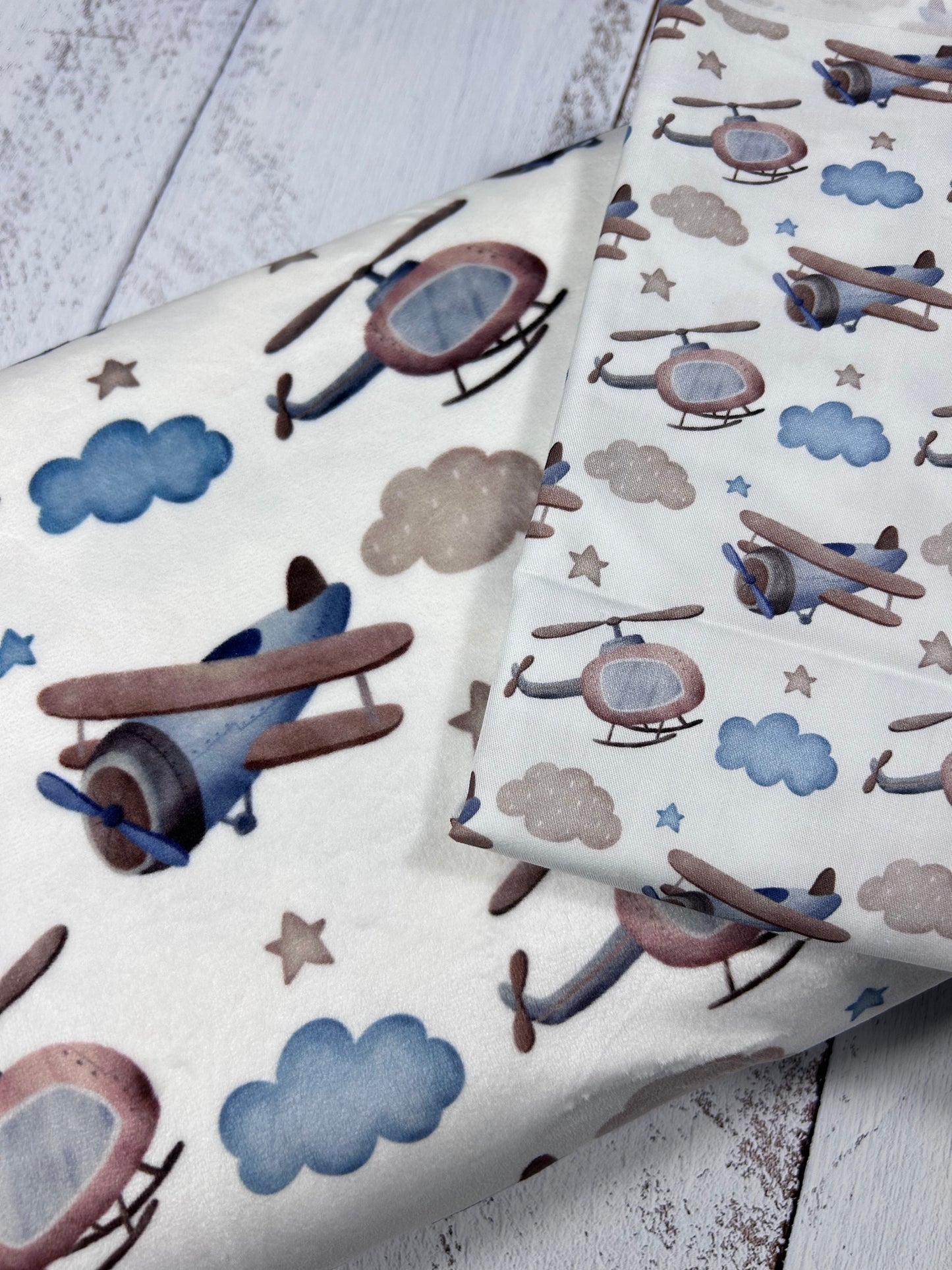 Sky High Helicopters and Planes - Minky Fabric