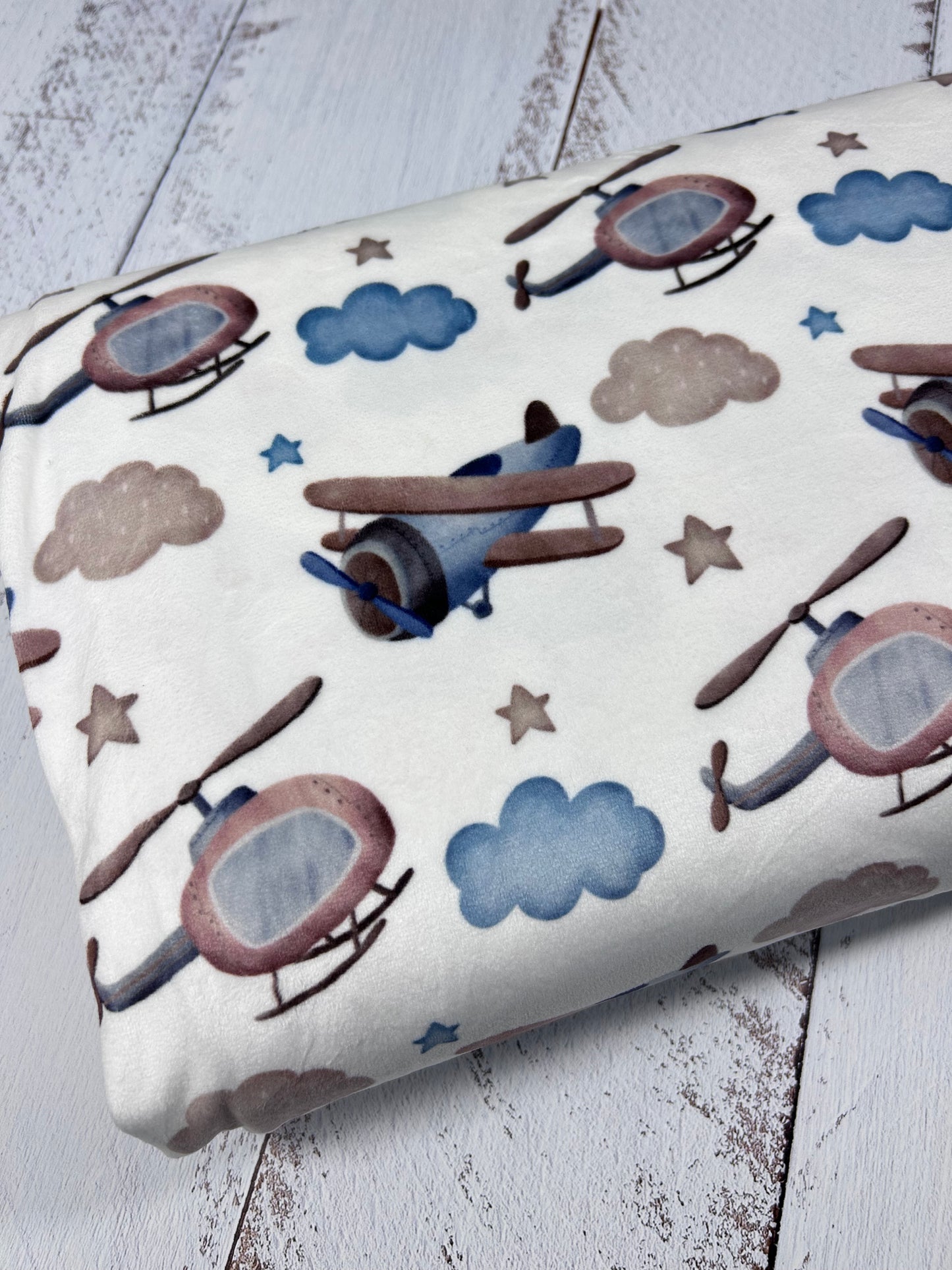 Sky High Helicopters and Planes - Minky Fabric