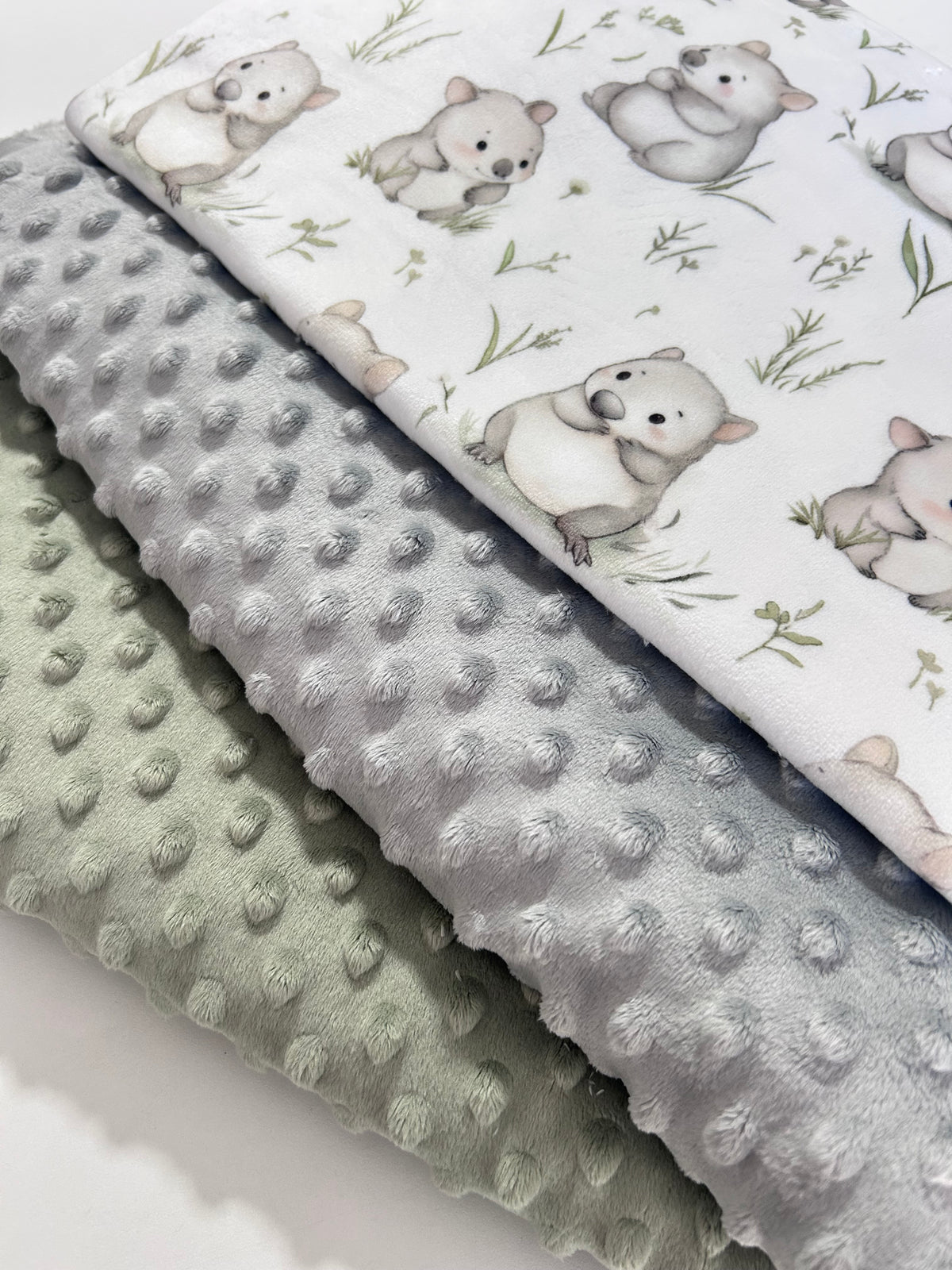 Premium Minky Dot Fabric - Silver Grey