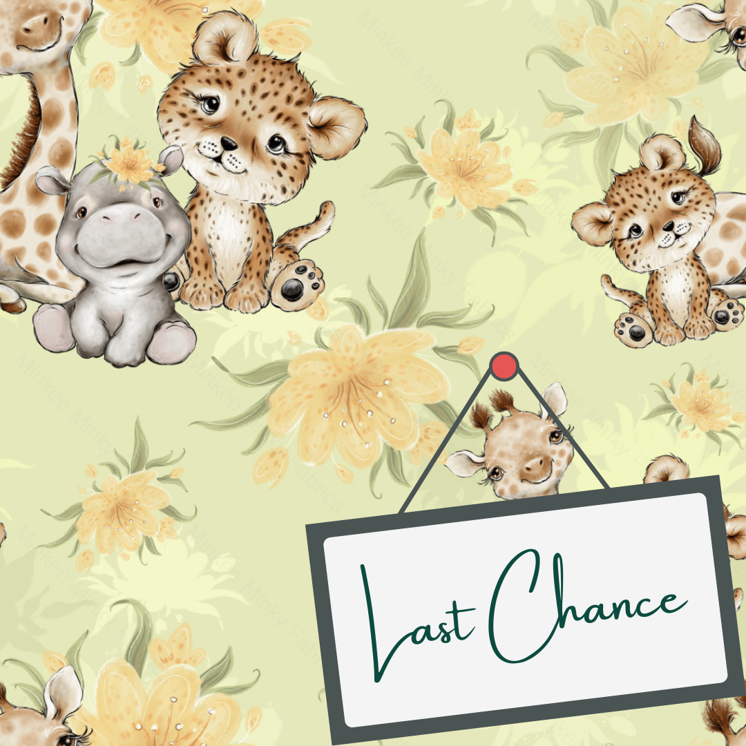 Baby African Animals on Green (September Pre-Order) - Fabric