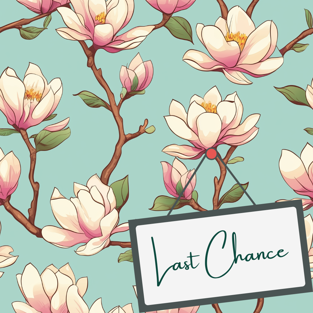 Magnolia Buds on Blue (September Pre-Order) - Fabric