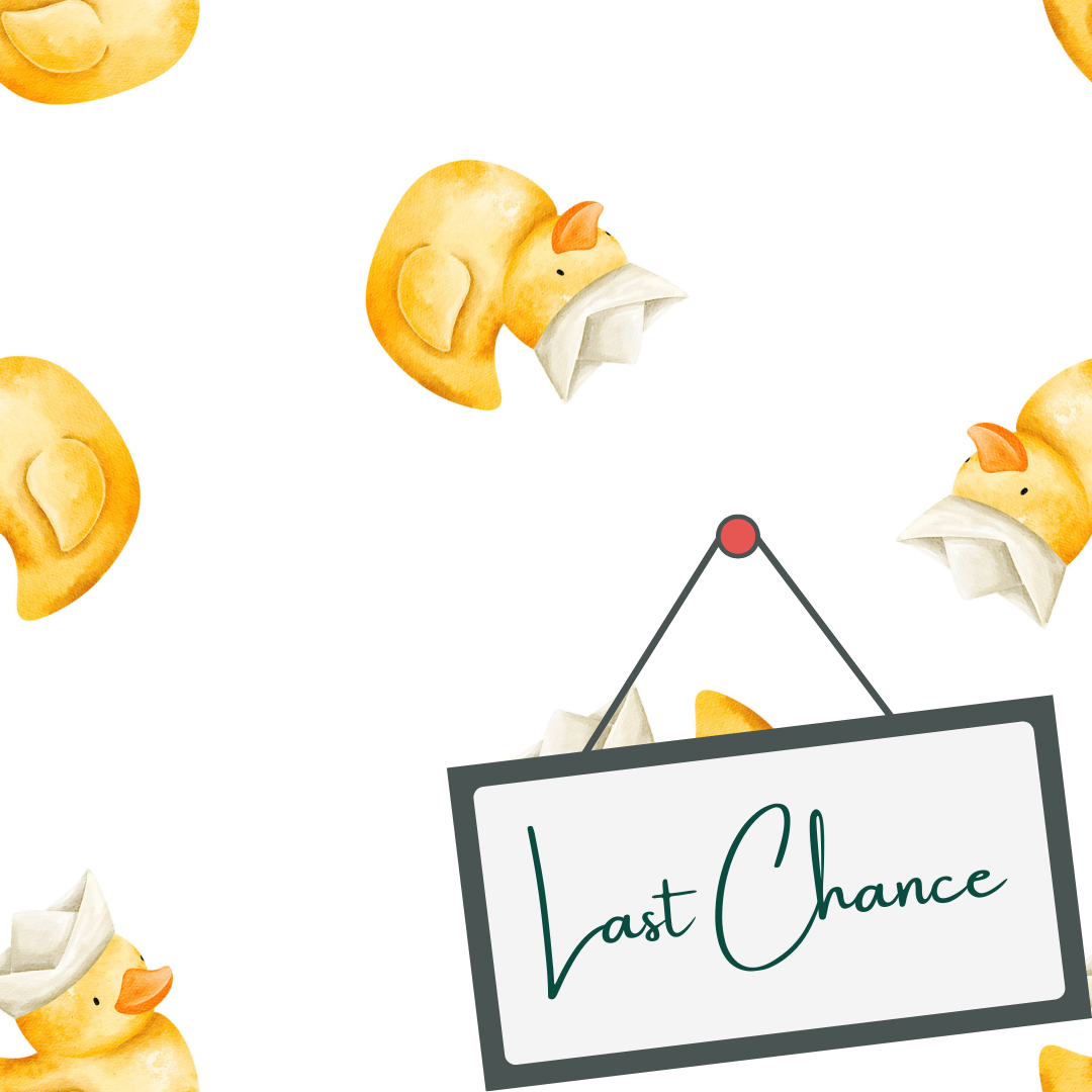 Mini Rubber Ducks on White (September Pre-Order) - Fabric