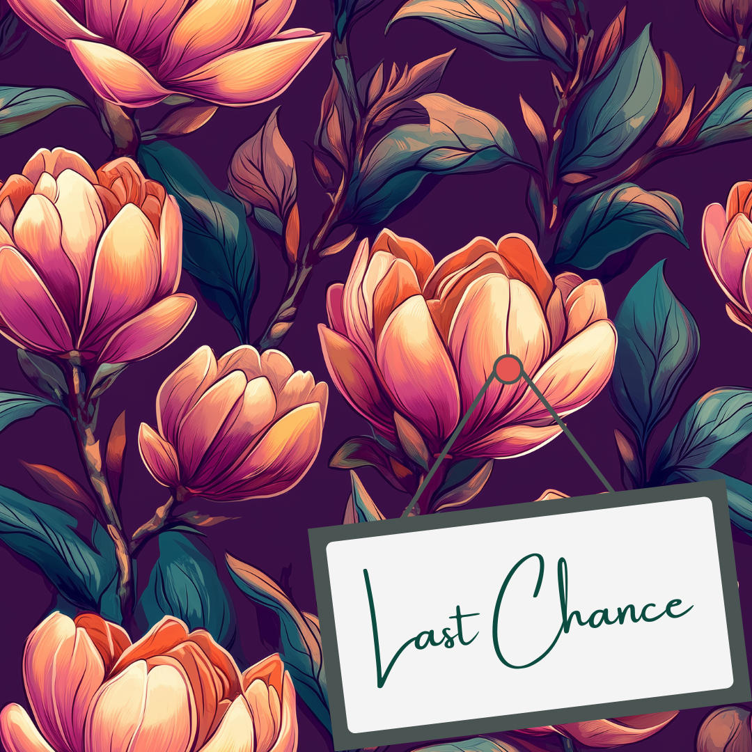 Open Orange Magnolia on Black (September Pre-Order) - Fabric