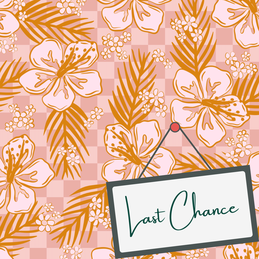 Pink Check Hibiscus (September Pre-Order) - Fabric