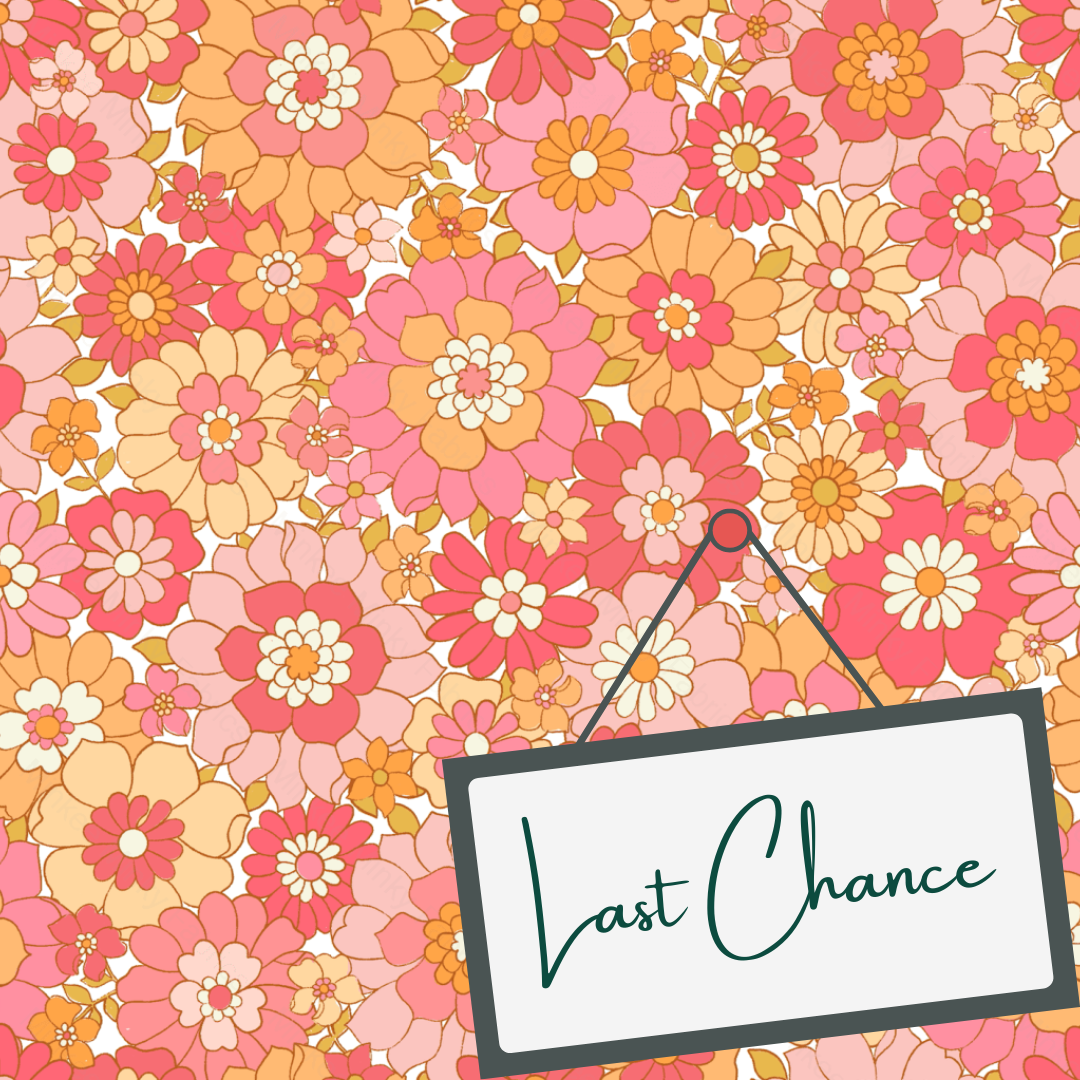 Retro Floral Pink  (September Pre-Order) - Fabric