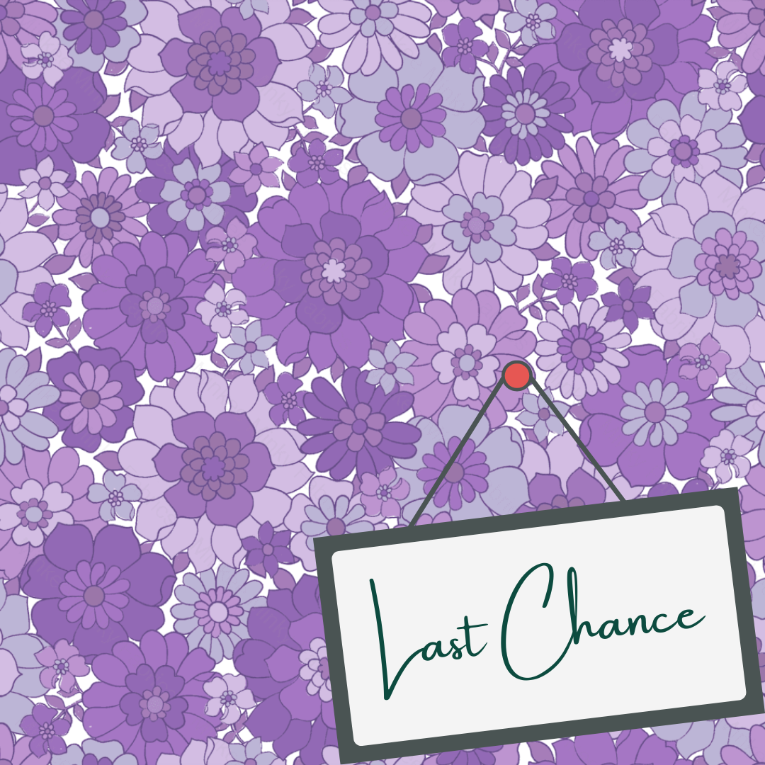 Retro Floral Purple (September Pre-Order) - Fabric