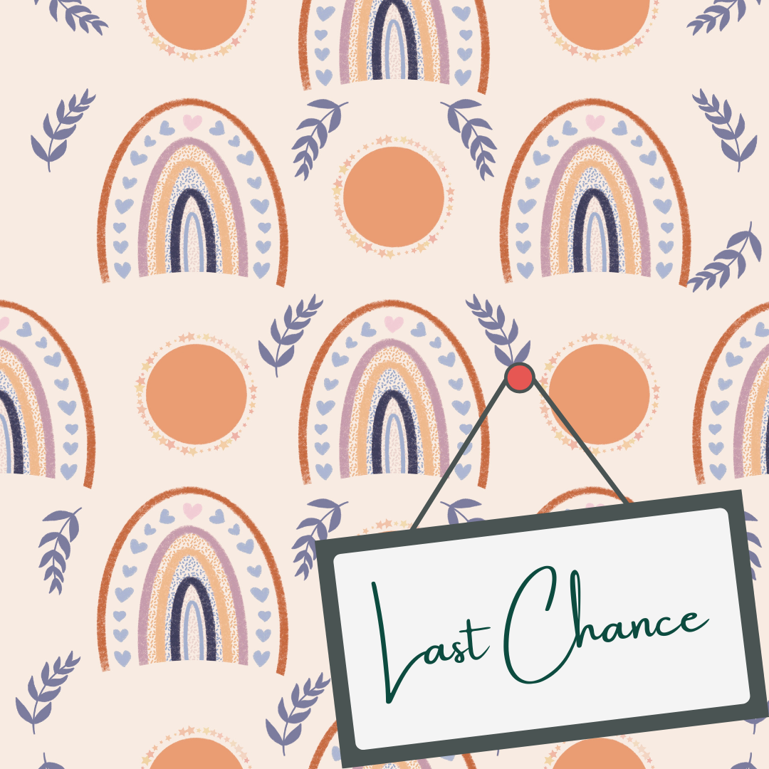 Sunny Rainbows with Ferns on Peach (September Pre-Order) - Fabric