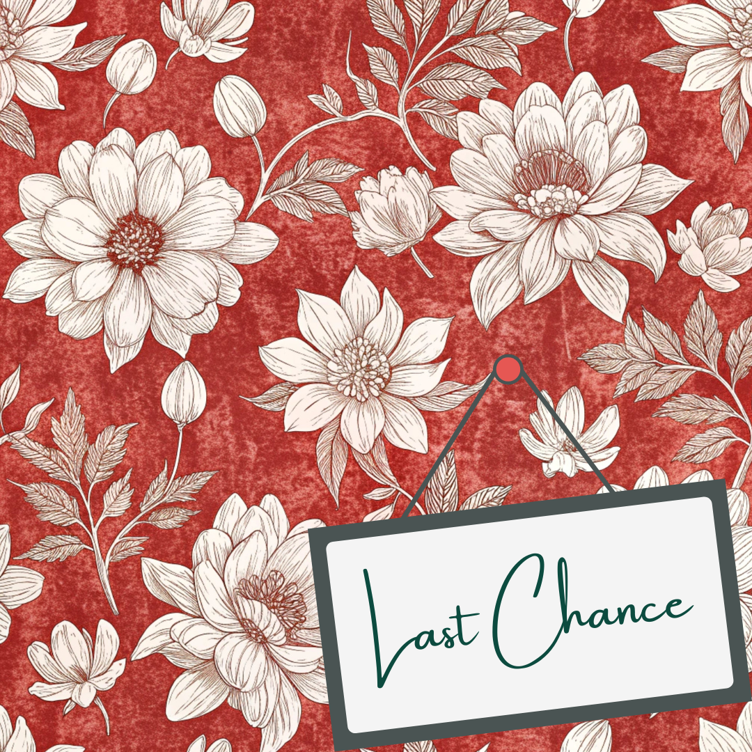Vintage Red Flowers (September Pre-Order) - Fabric