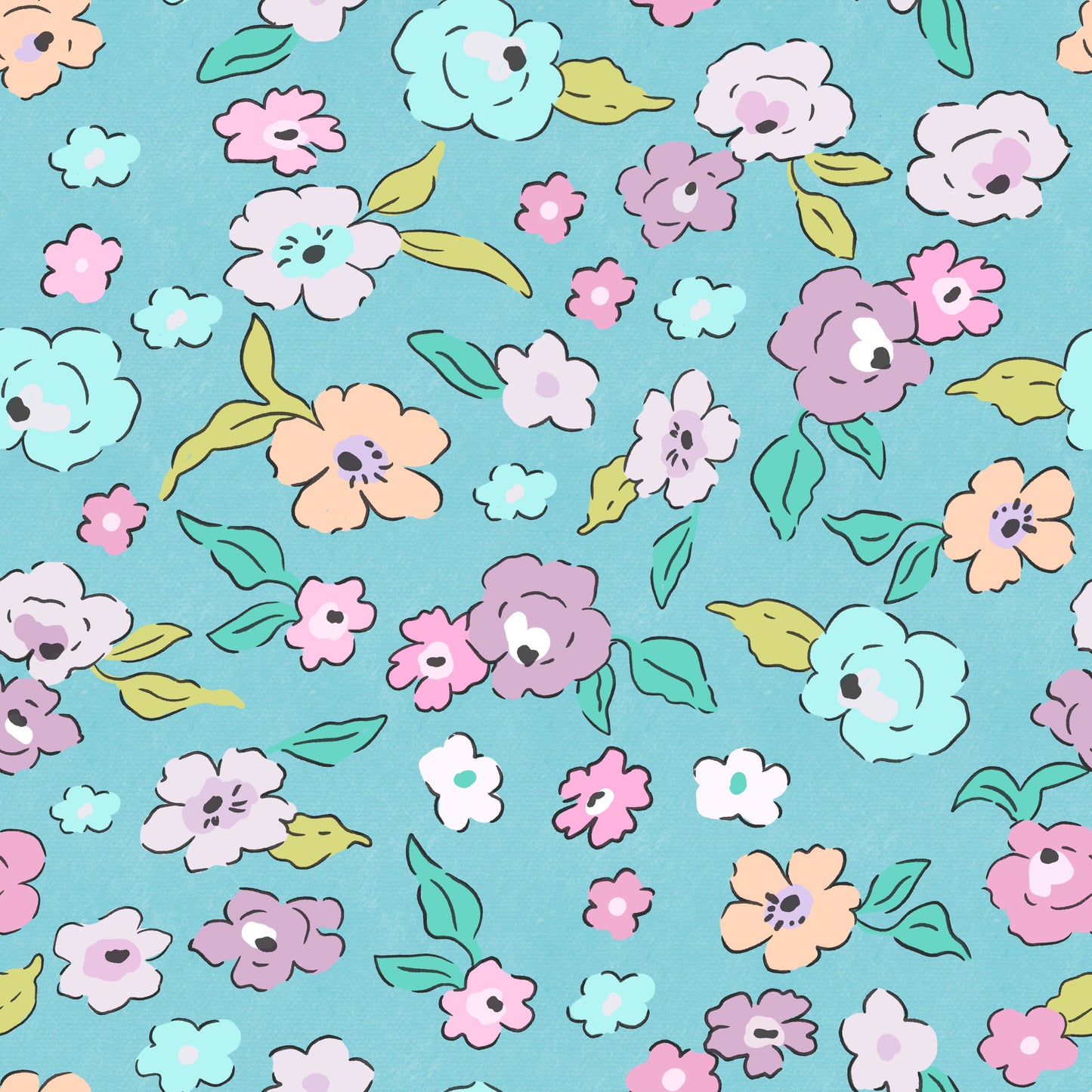Liberty Ditsy Turquoise - Cotton Lycra Fabric