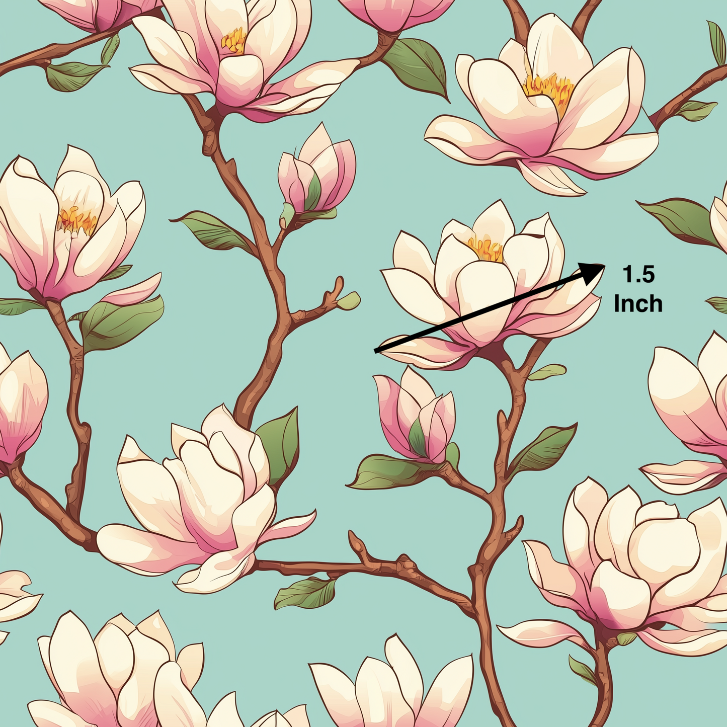 Magnolia Buds on Blue (July Pre-Order) - Fabric