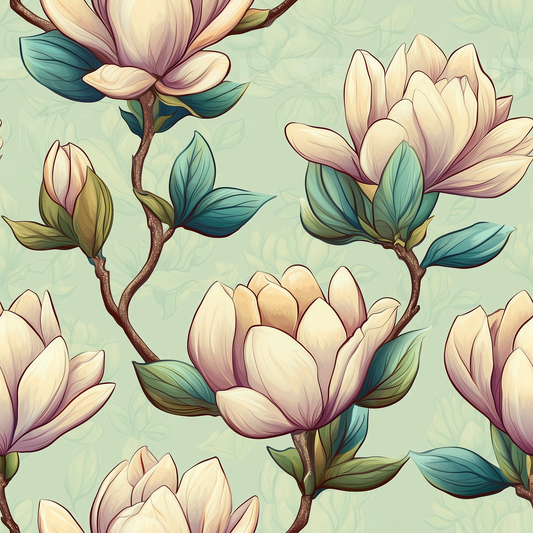 Magnolia on Soft Mint (September Pre-Order) - Fabric