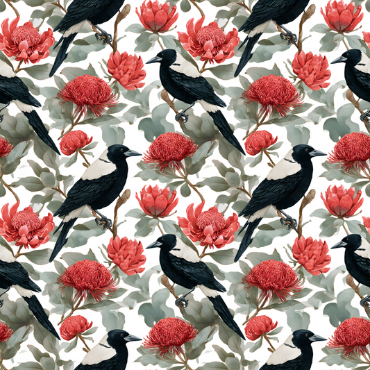 Banksia Magpies (March Pre-Order) - Fabric