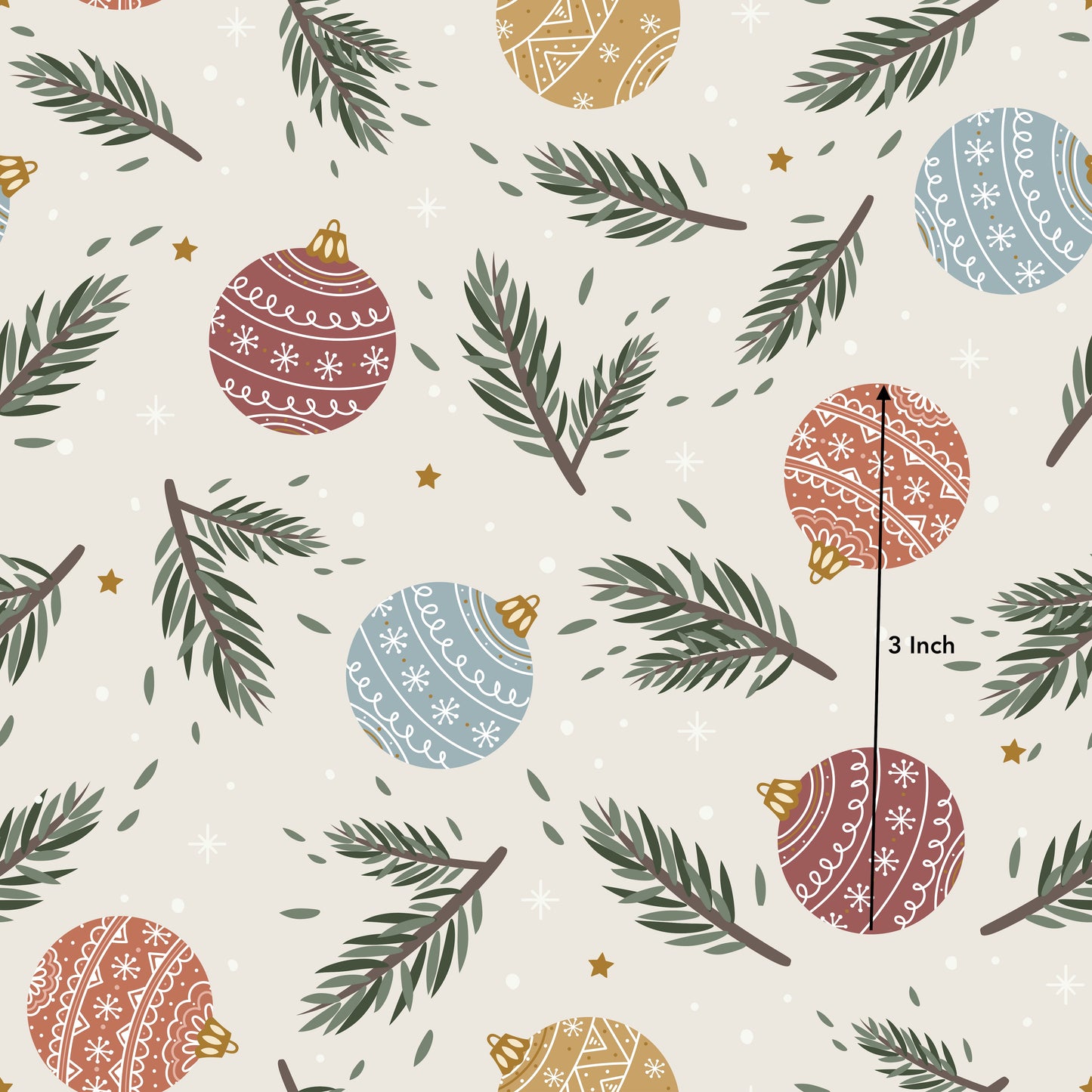 Neutral Christmas Baubles (June Pre-Order) - Fabric