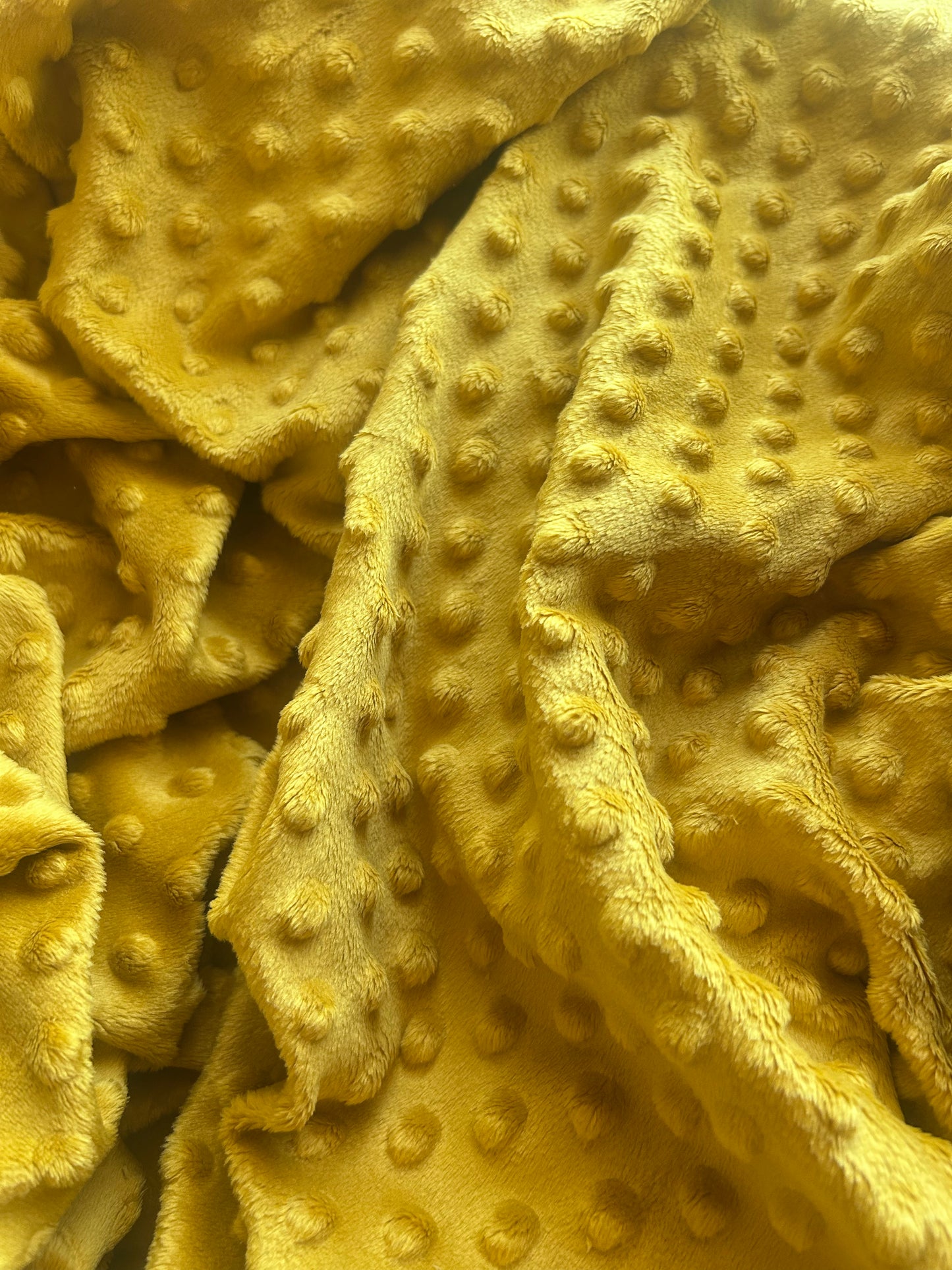 Premium Minky Dot Fabric - Nugget Mustard