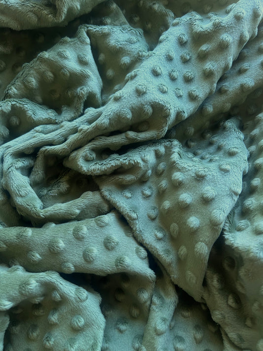 Olive coloured minky dot fabric