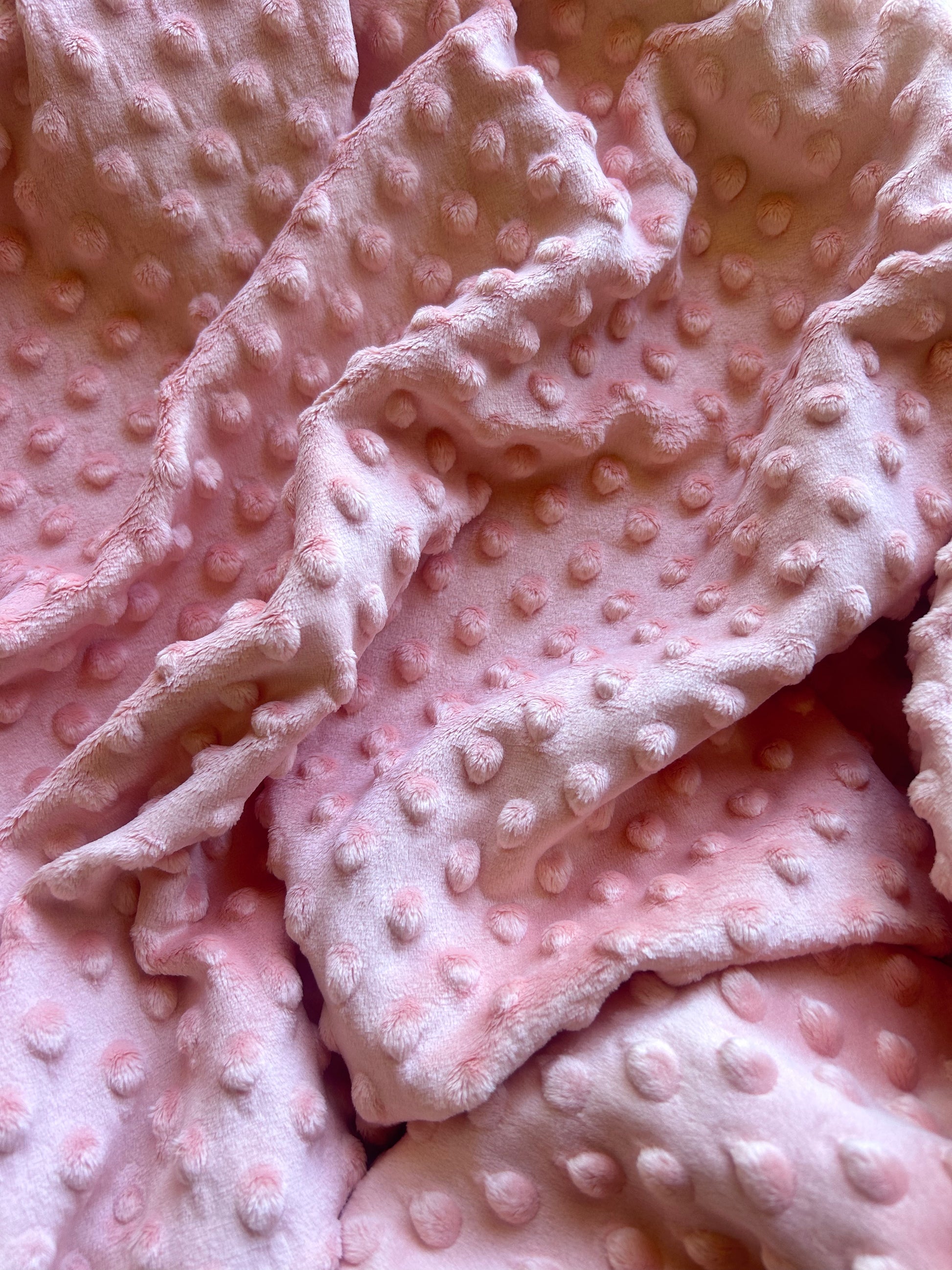 Close up of Peach Parfait minky dot