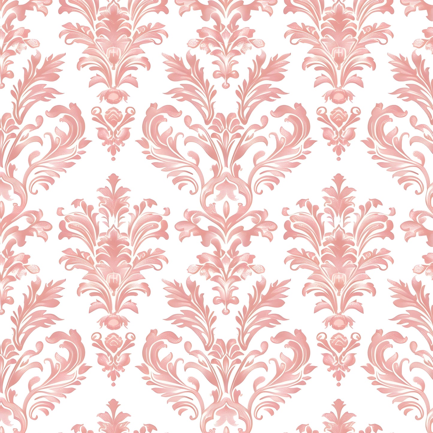 Peach floral damask pattern on a white background