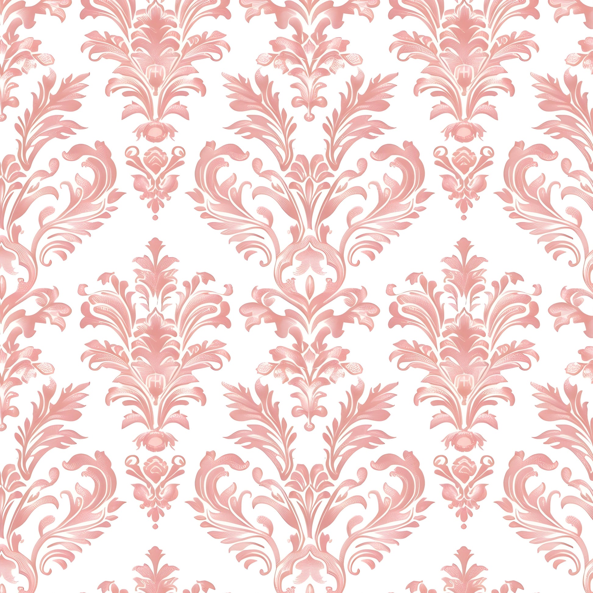 Peach floral damask pattern on a white background