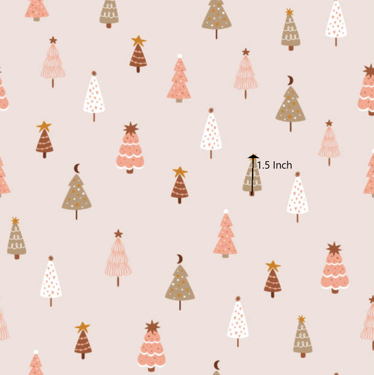 Pink Christmas Tree - 100% Cotton Poplin Fabric