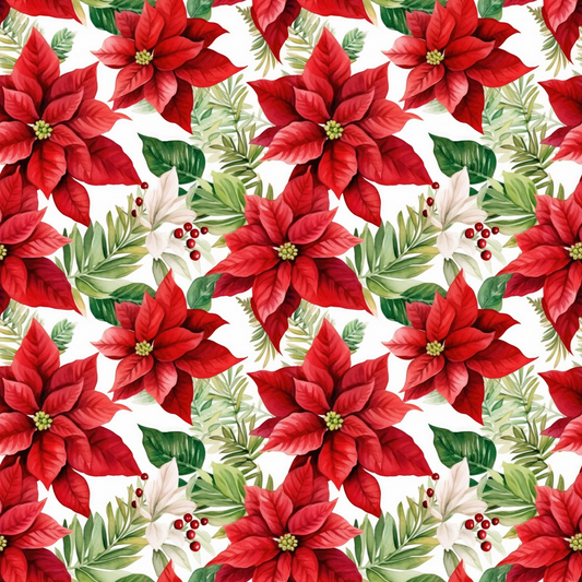 Red Poinsettia Christmas (June Pre-Order) - Fabric
