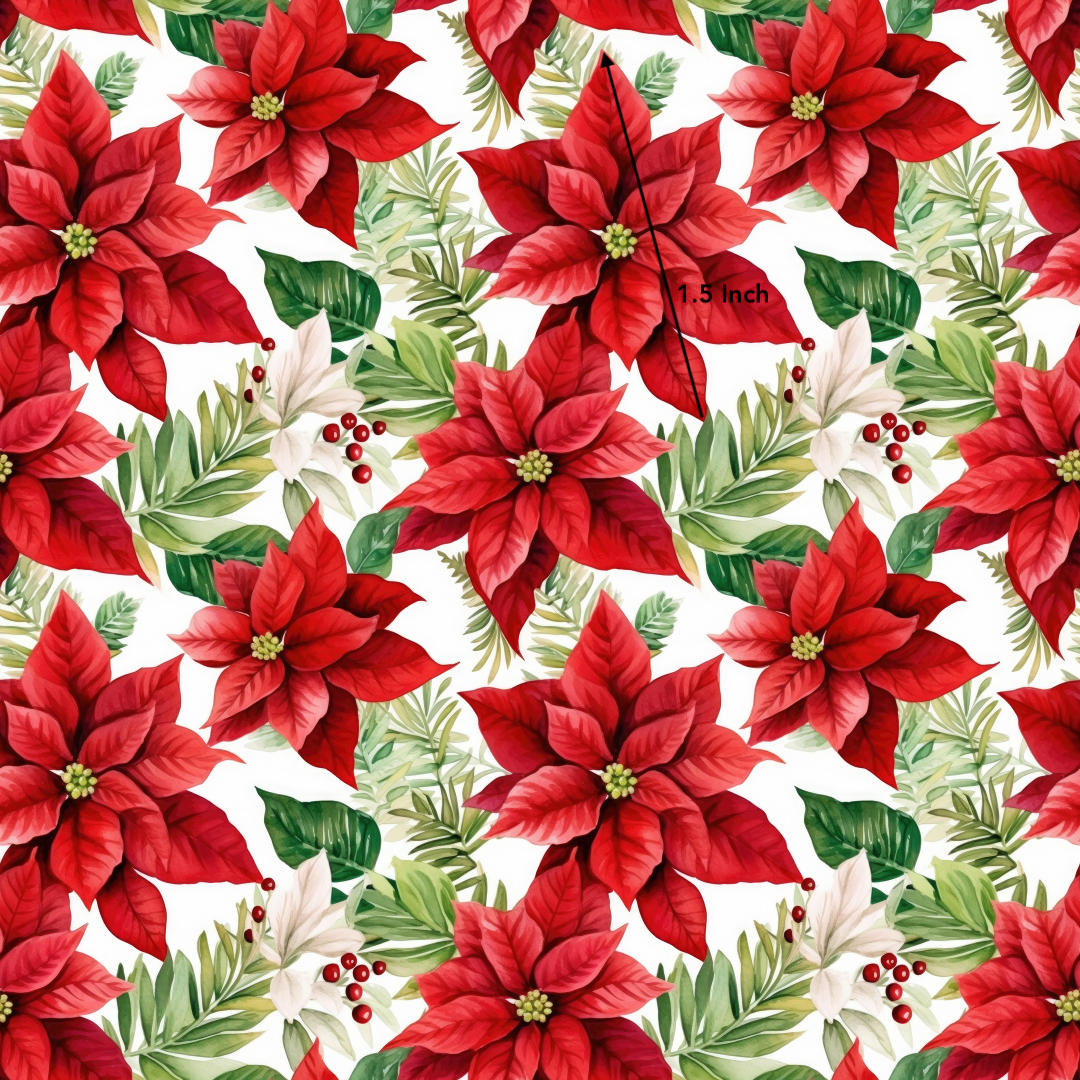 Red Poinsettia Christmas (June Pre-Order) - Fabric