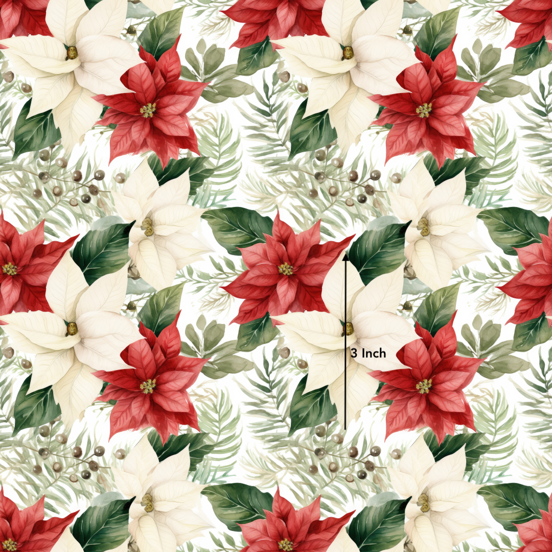 Red & White Poinsettia Christmas (June Pre-Order) - Fabric