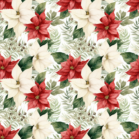 Red & White Poinsettia Christmas (June Pre-Order) - Fabric