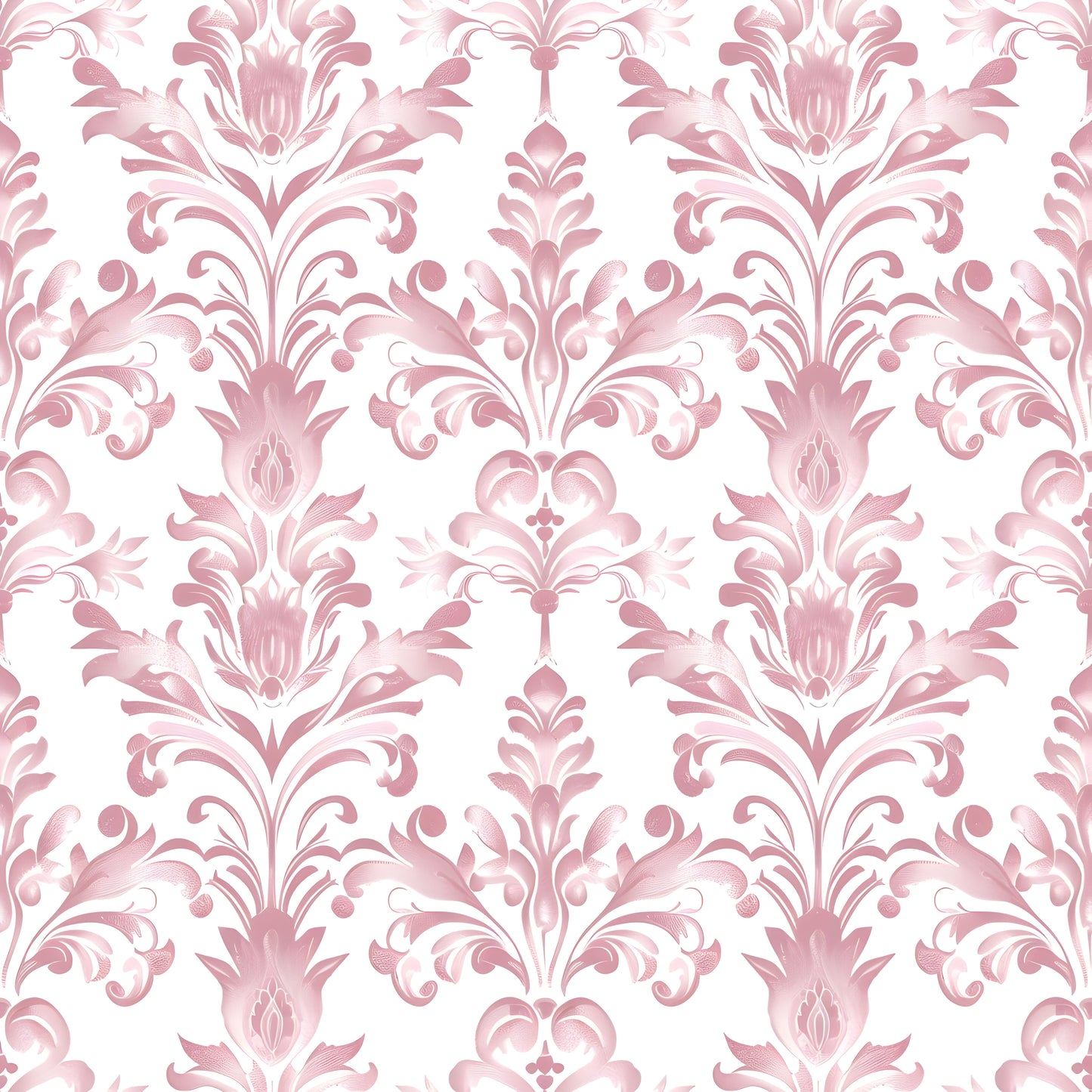 Pink floral damask pattern on a white background