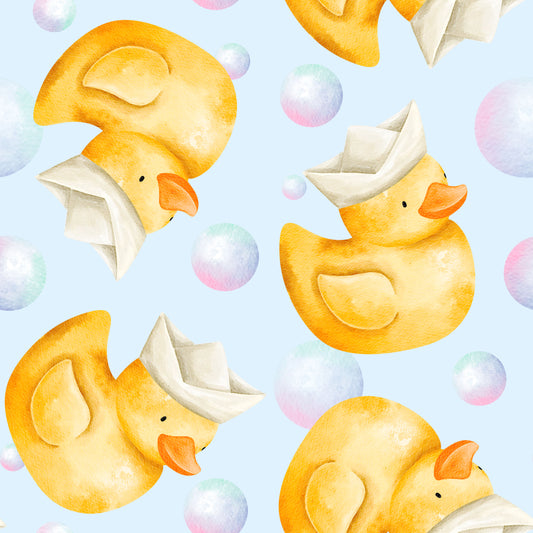 Rubber Ducks with Bubbles on Blue (September Pre-Order) - Fabric