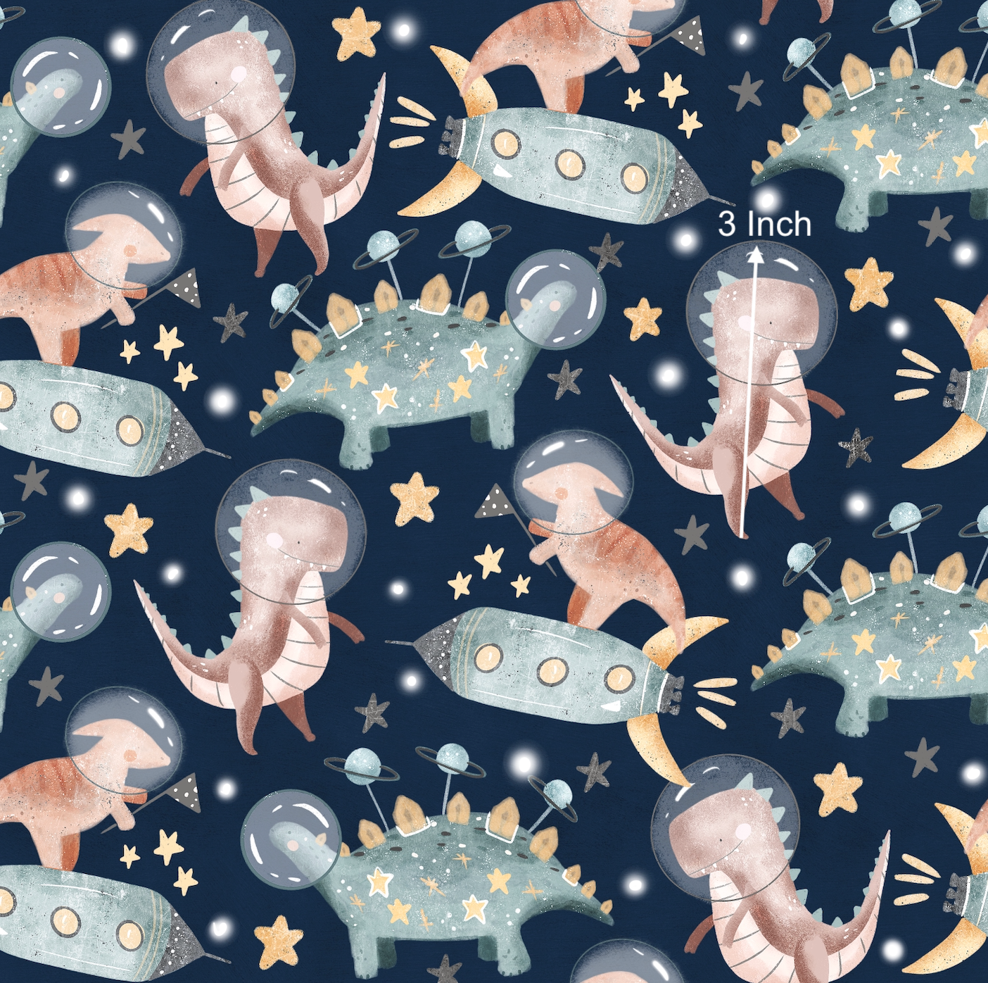 Space Dinosaurs - Woven Fabric