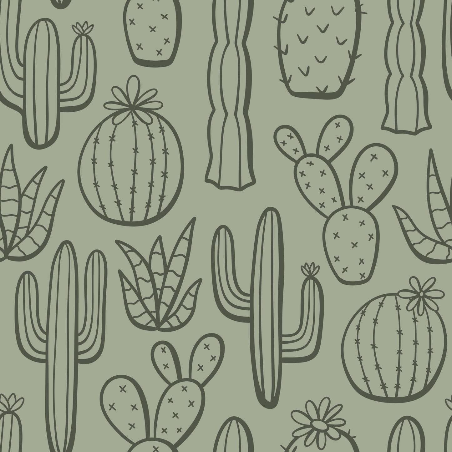Sage Cactus (July Pre-Order) - Fabric