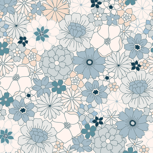 Blue Boho Soft Floral (August Pre-Order) - Fabric