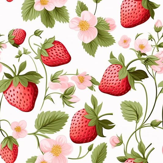 Strawberry Pink Flowers (September Pre-Order) - Fabric