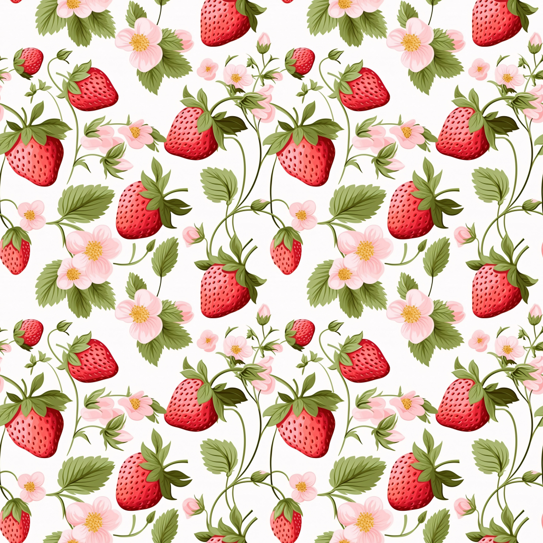Strawberry Pink Flowers (September Pre-Order) - Fabric
