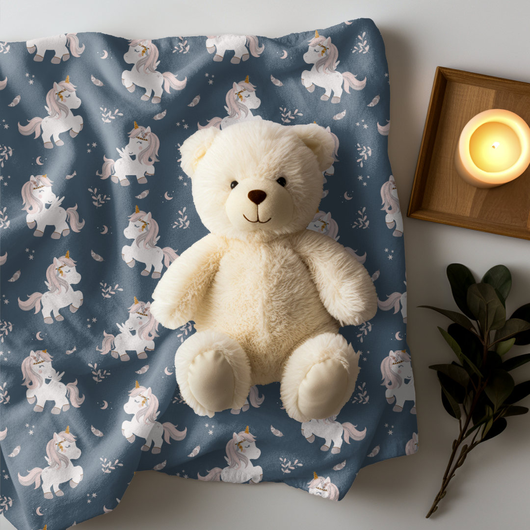 Unicorns on Blue (September Pre-Order) - Fabric