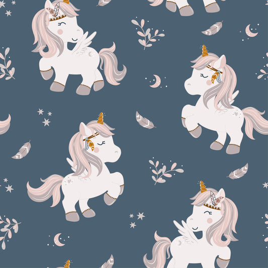Unicorns on Blue (September Pre-Order) - Fabric