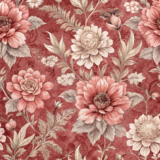 Vintage Blush Flowers (September Pre-Order) - Fabric