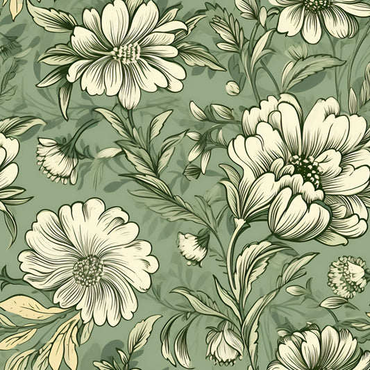 Vintage Green Florals (September Pre-Order) - Fabric