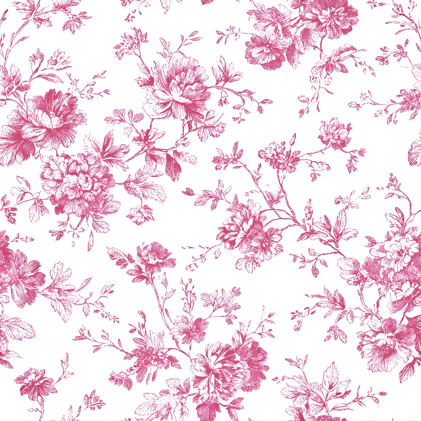 Floral pattern with pink flowers on a white background