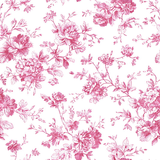 Floral pattern with pink flowers on a white background