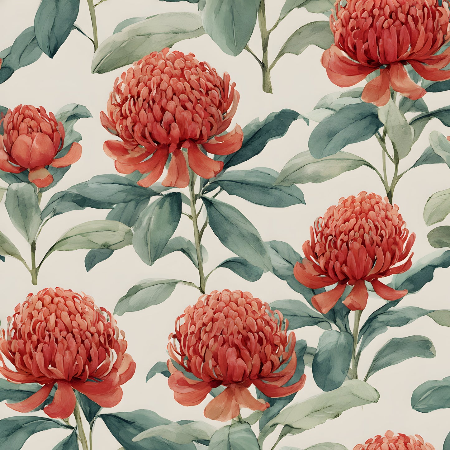 Watercolour Waratah (March Pre-Order) - Fabric