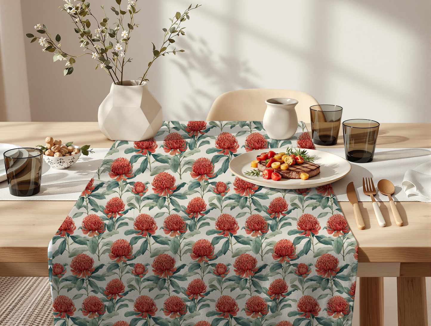 Watercolour Waratah (March Pre-Order) - Fabric