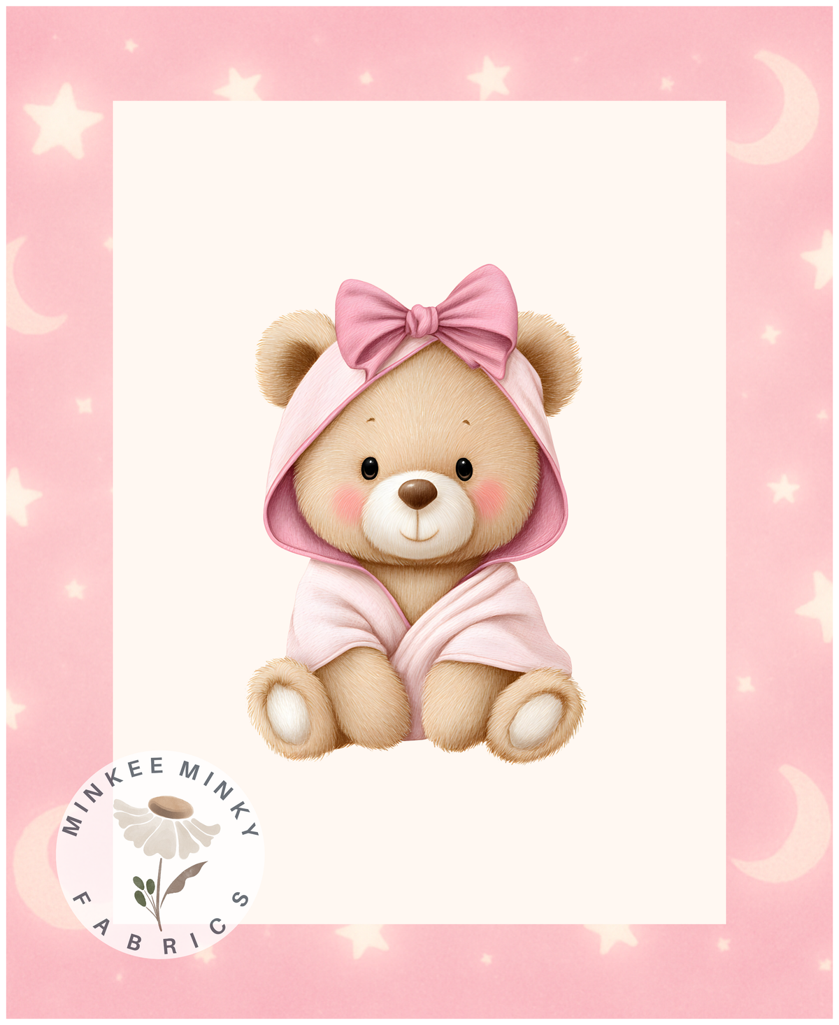 Pink Dressing Gown Bear Cot Panel