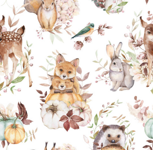 Woodland Forest - Baby Animals on White (September Pre-Order) - Fabric