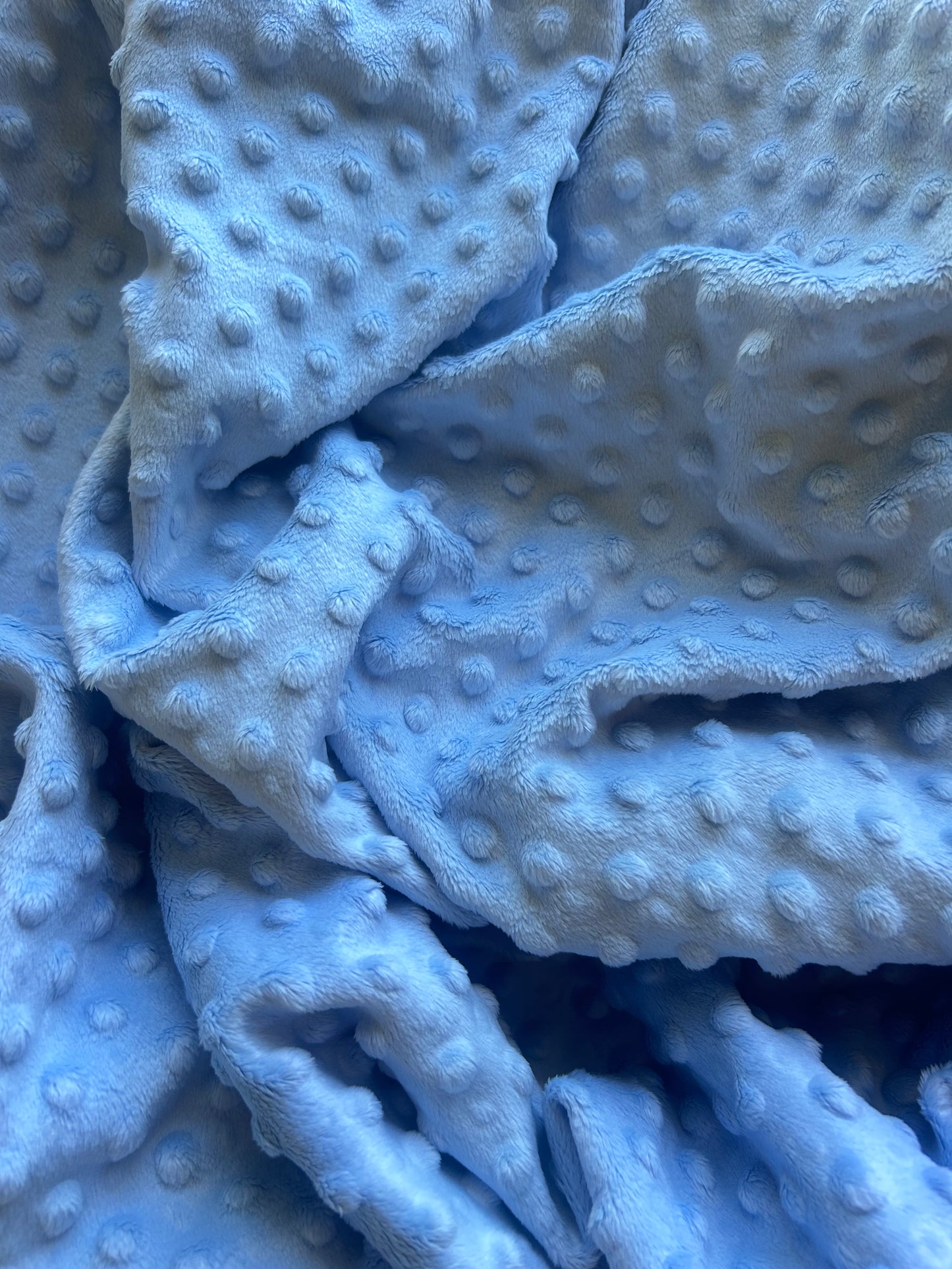 Premium Minky Dot Fabric - Baby Blue